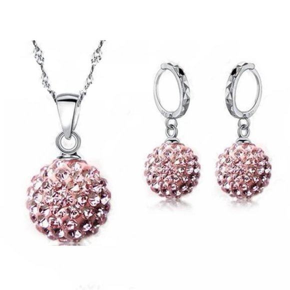 Jewelry - 💎 Ball Drop Necklace Pendant Earrings 925 Sterling Silver Set Gift